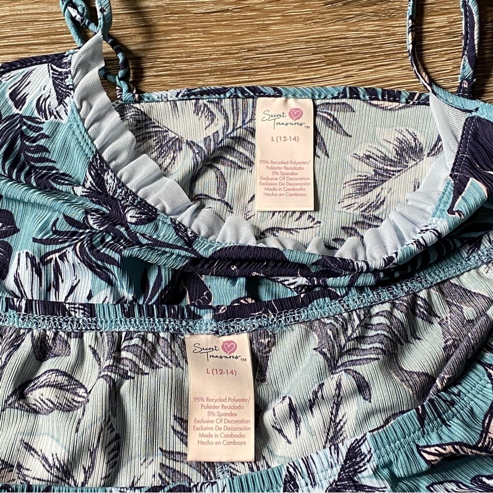 Secret Treasures Blue Leaf Print Pajama Set Women’s Size Large New - Picture 5 of 10